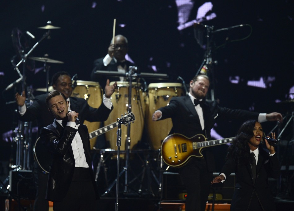 U.S. singer Justin Timberlake performs during the BRIT Awards, celebrating British pop music, at the O2 Arena in London February 20, 2013.