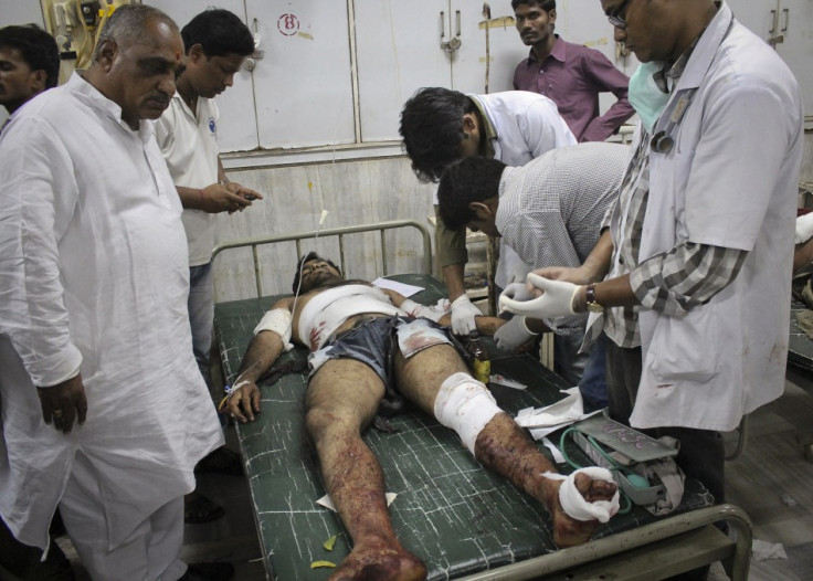 Doctors treat a victim who was injured during a bomb blast at the Indian city of Hyderabad (Reuters)