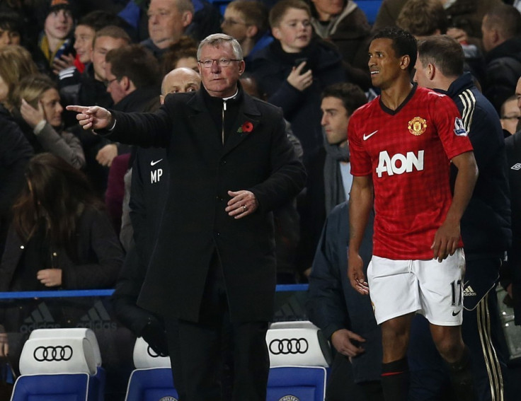 Sir Alex Ferguson (R) and Nani