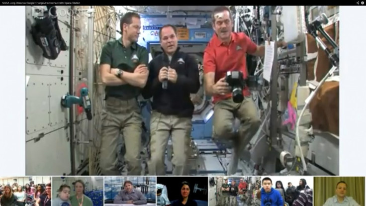 Astronauts (L to R) Marshburn, Ford and Hadfield aboard the International Space Station.