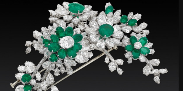 Diamond and emerald brooch from the personal collection of Liz Taylor exhibited by Bulgari this week. Diamond and emerald brooch from the personal collection of Liz Taylor exhibited by Bulgari this week.