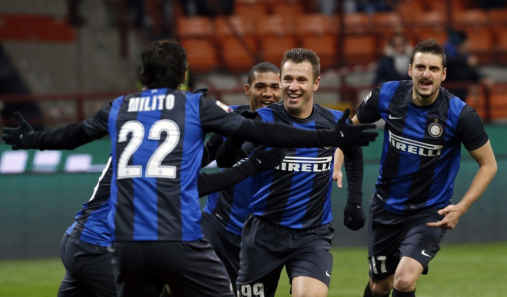 Former AC Milan forward Antonio Cassano will lead Inter Milan's attack