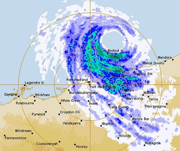 Severe tropical cyclone 'Rusty' is seen near the Pilbara region in western Australia (Reuters)