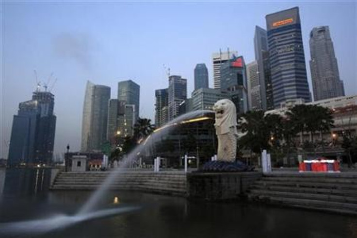 A general view of Singapore's financial district from Merlion Park
