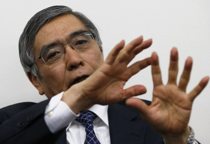 Asian Development Bank President Kuroda speaks during a group interview in Tokyo