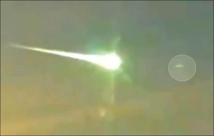 UFO (circled) near meteor