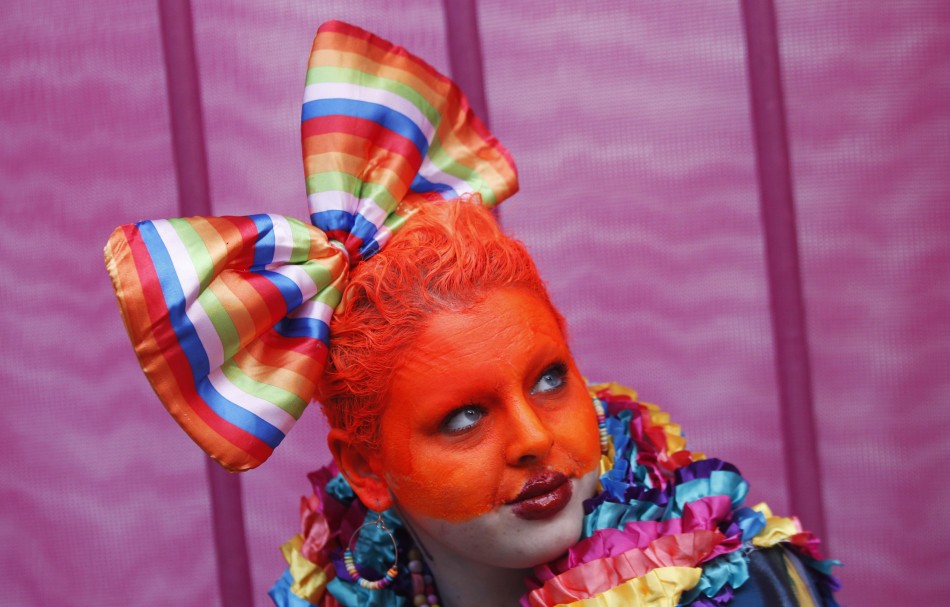 A participant prepares to march in the 35th annual Sydney Gay and Lesbian Mardi Gras parade March 2, 2013.
