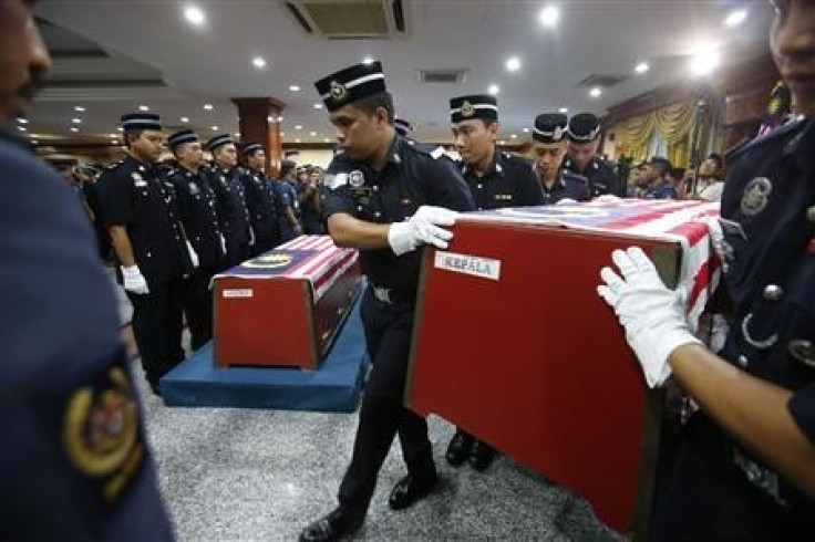 The coffin of Corporal Sabarudin Daud of Malaysian Police 69th Commando Battalion, who was killed on Friday in the standoff between Malaysian security forces and armed followers of the Sultanate of Sulu