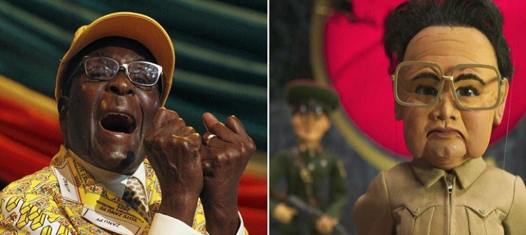 Robert Mugabe (l) and puppet Kim Jong-il