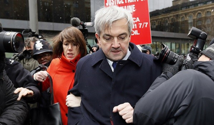 Chris Huhne arrives to court accompanied by his current partner Carina Trimingham (Reuters)