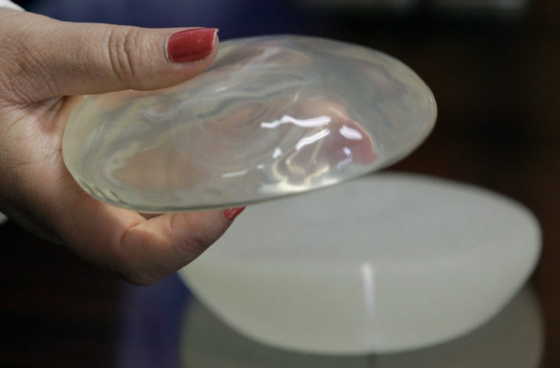 A silicone gel breast implant
