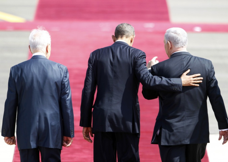 Barack Obama, Shimon Peres and Benjamin Netanyahu (Reuters)