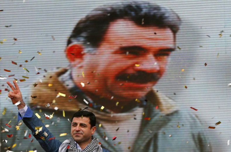 Selahattin Demirtas, co-chairman of the pro-Kurdish Peace and Democracy Party (BDP), gestures during a rally to celebrate the spring festival of Newroz in Istanbul