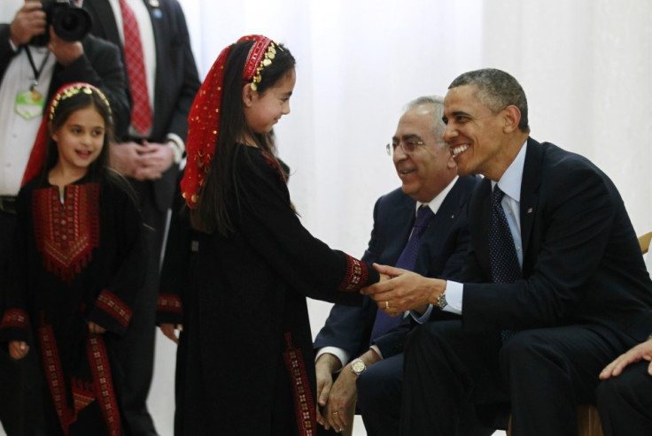 Barack Obama meets Palesinian children in Israel