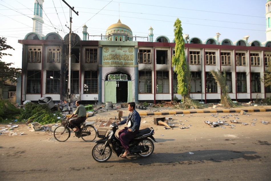 A burnt-out mosque targeted during Muslim-Buddhist violence in Meikhtila (Reuters)