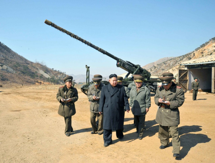 North Korean leader Kim Jong-Un visits a long-range artillery unit of the Korean People's Army