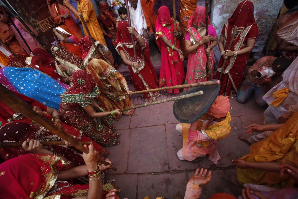 Indian Lathmar Holi Festival Barsana Village Uttar Pradesh