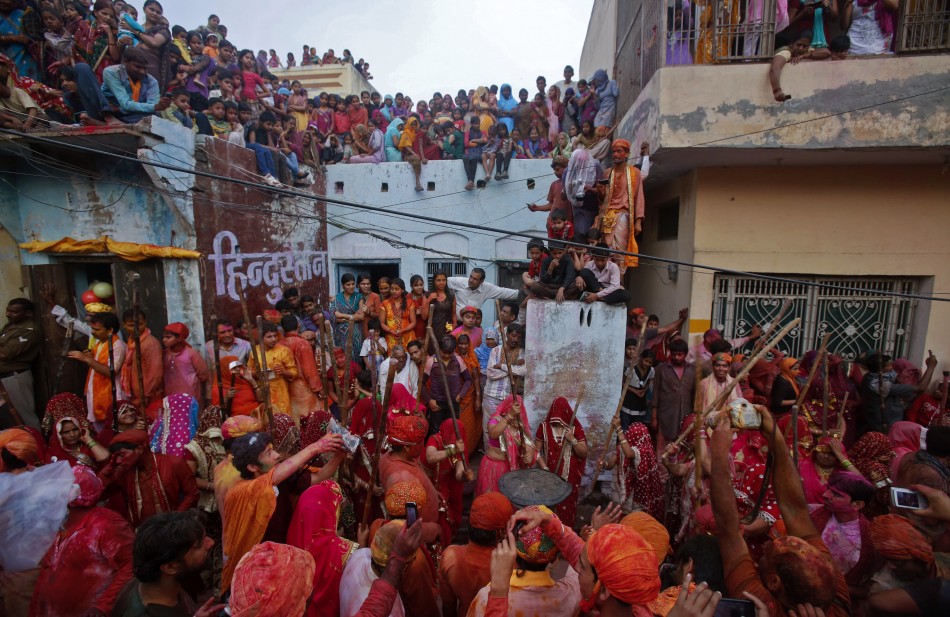 Indian Lathmar Holi Festival Barsana Village Uttar Pradesh