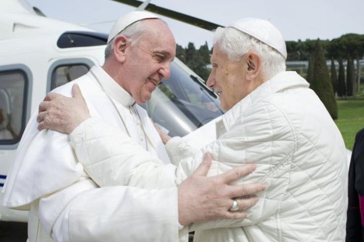 Pope Francis I meets his predecessor