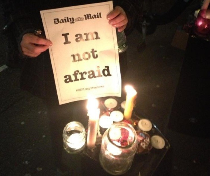 A demonstrator outside the offices of the Daily Mail (Facebook)
