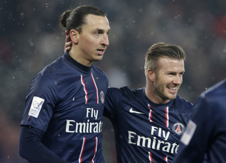 PSG's Zlatan Ibrahimovic and David Beckham