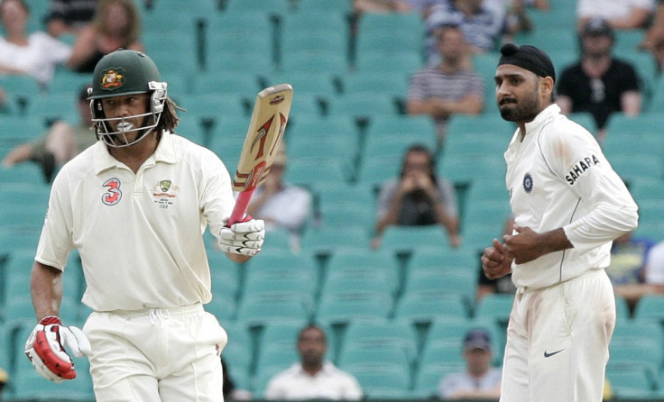 Andrew Symonds (L) and Harbhajan Singh