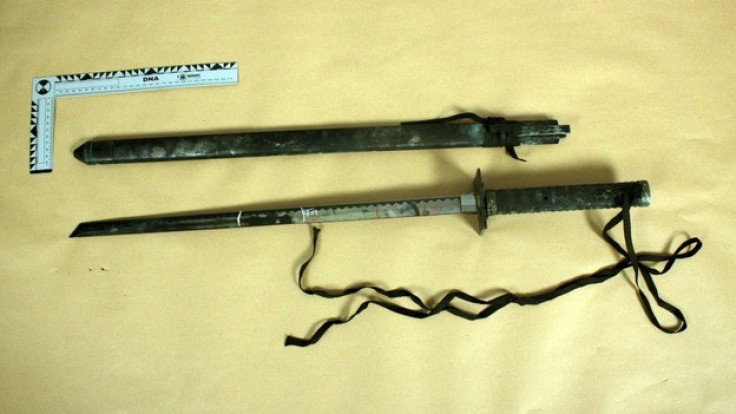 Samurai sword found in the boot of the car (Devon and Cornwall Police)