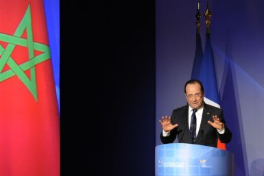 French President Francois Hollande attends the economic forum with French and Moroccan business leaders