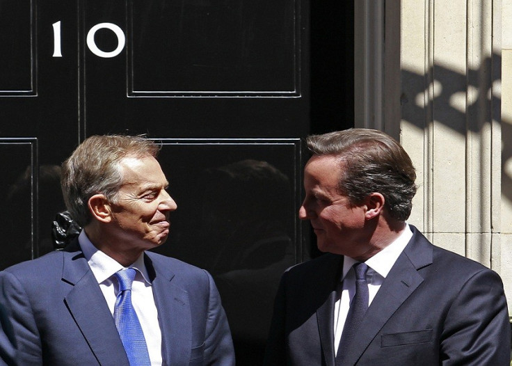Blair and PM David Cameron meet at Downing Street, last year