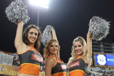 Sunrisers cheerleaders during match 3 of of the Pepsi Indian Premier League between The Sunrisers Hyderabad and The Pune Warriors held at the Rajiv Gandhi International Stadium, Hyderabad on the 5th April 2013