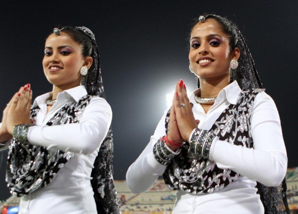 Pune Warriors cheerleaders during match 3 of of the Pepsi Indian Premier League between The Sunrisers Hyderabad and The Pune Warriors held at the Rajiv Gandhi International Stadium, Hyderabad on the 5th April 2013