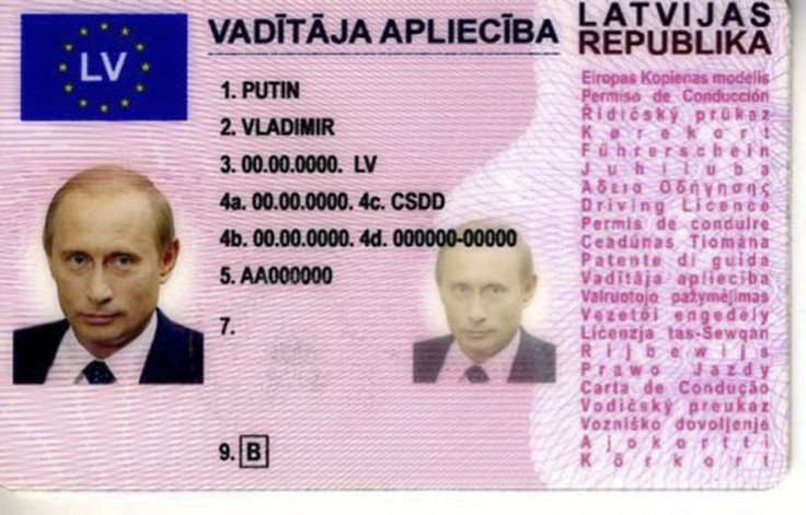Fake id with the details of Russian president Vladimir Putin