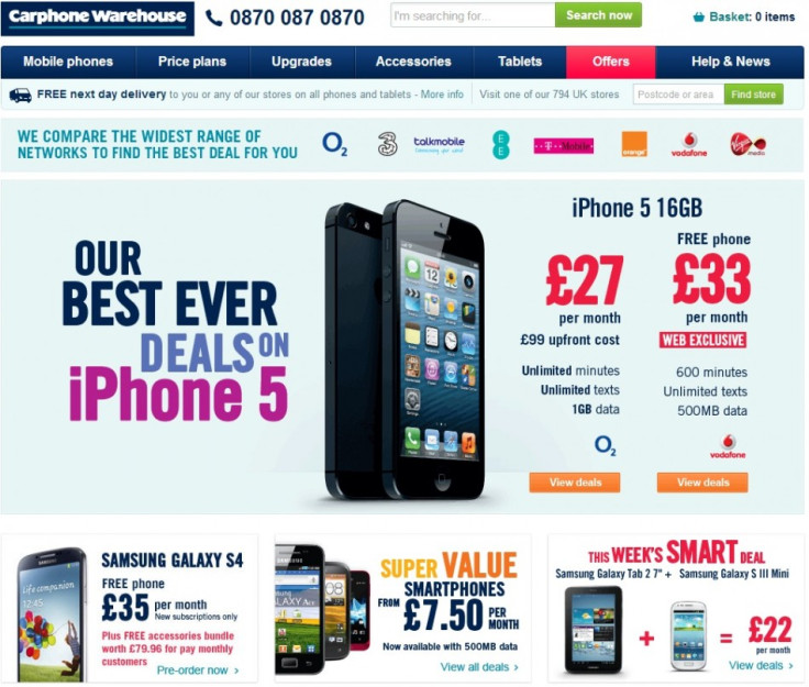 UK Carphone Warehouse offer