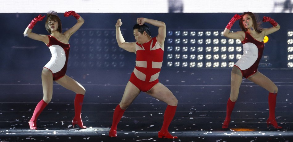 South Korean rapper Psy performs during his concert Happening in Seoul April 13, 2013. Psy performed his new song Gentleman in public for the first time on Saturday at the concert at Seouls World Cup stadium.
