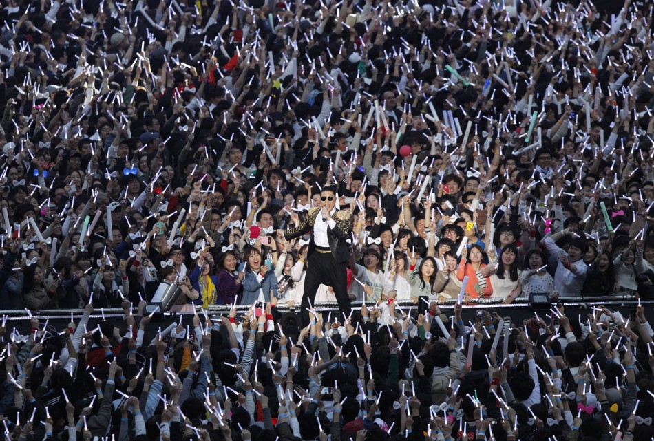 South Korean rapper Psy C performs during his concert Happening in Seoul April 13, 2013. Psy will perform Gentleman in public for the first time on Saturday at a concert at Seouls World Cup stadium but he has been coy about