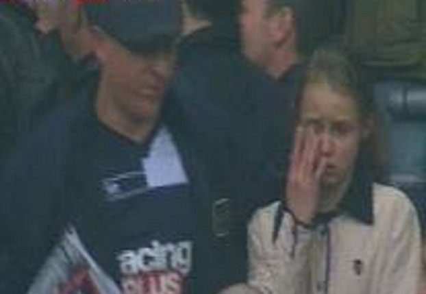 Girl in tears at violence by Millwall fans Girl in tears at violence by Millwall fans