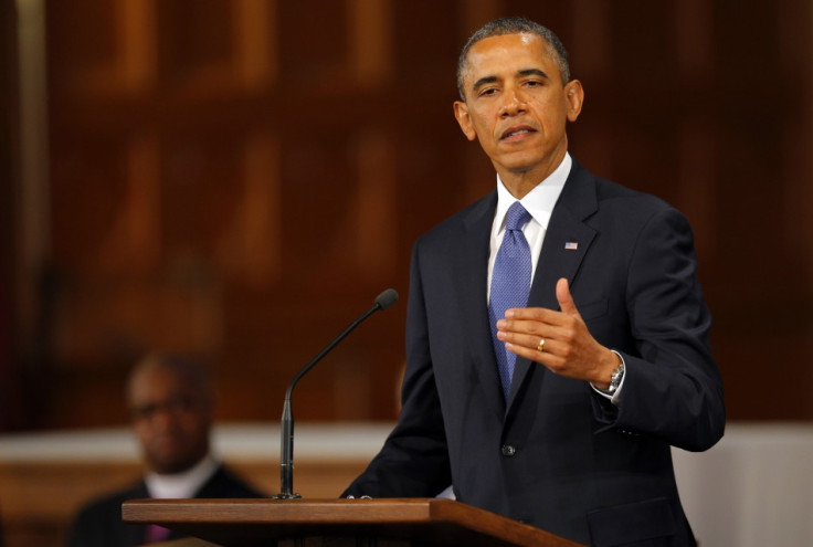 U.S. President Barack Obama speaks at an interfaith memorial service for the victims of the bombing at the Boston Marathon