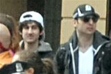The FBI release a photograph showing the Boston Marathon bombing suspects