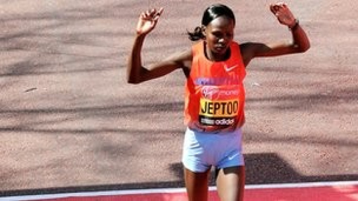 Priscah Jeptoo of Kenya runs on her way to winning the women's marathon at the London Marathon in London April 21, 2013