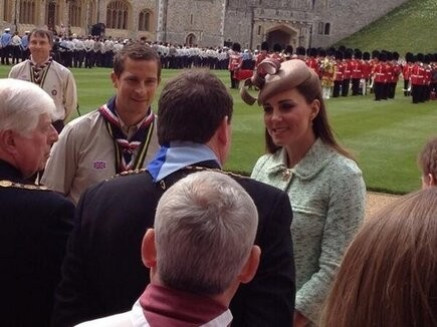 Kate Middleton is introduced to VIPs by Chief Scout, Bear Grylls (Photo: @MrKarlCooper on twitter) Kate Middleton is introduced to VIPs by Chief Scout, Bear Grylls (Photo: @MrKarlCooper on twitter)