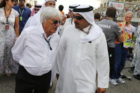 Bernie Eccelstone (L) and Bahrain's Crown Prince Salman bin Hamad al-Khalifa