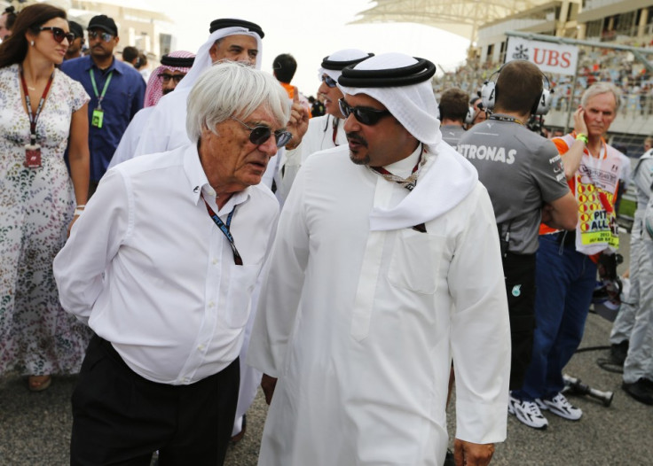 Bernie Eccelstone (L) and Bahrain's Crown Prince Salman bin Hamad al-Khalifa