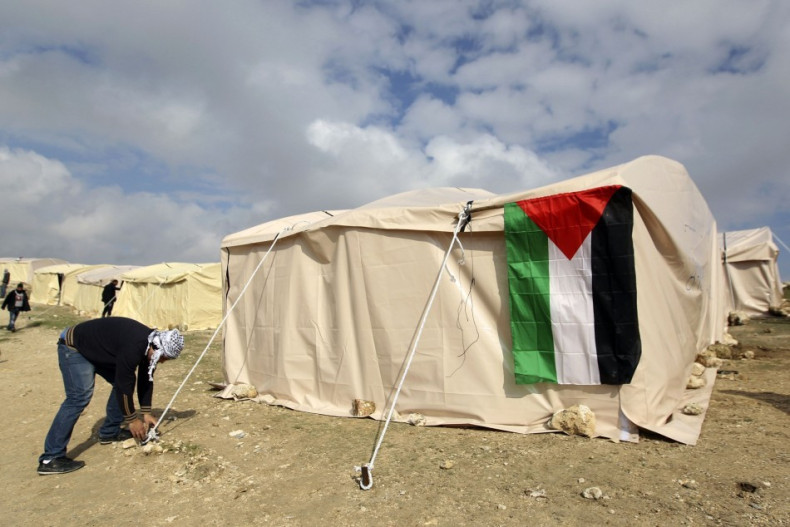 Palestinian activists set up tents near the E1 settlement area outside Jerusalem