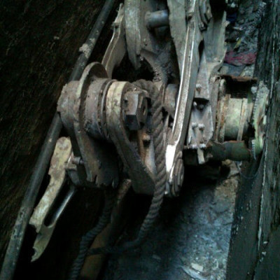 The landing gear of one of the planes that crashed into the WTC