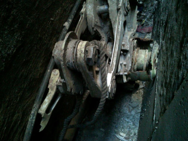 The landing gear of one of the planes that crashed into the WTC