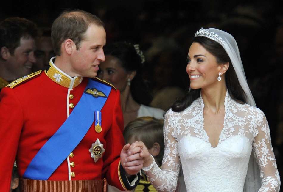 Prince William L and Catherine, Duchess of Cambridge, look at one another after their wedding ceremony in Westminster Abbey, in central London April 29, 2011.