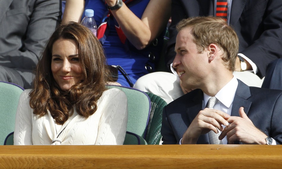 The royal couple sit on Centre Court for the mens quarter-final tennis match between Andy Murray of Britain and David Ferrer of Spain at the Wimbledon tennis championships in London July 4, 2012.