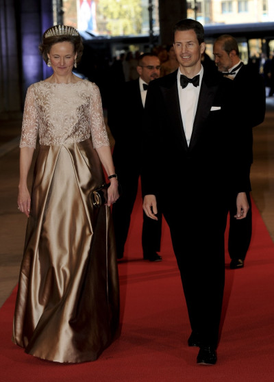 Crown Prince Alois of Liechtenstein R and Princess Sophie arrive at a gala dinner organised on the eve of the abdication of Queen Beatrix of the Netherlands and the inauguration of her successor King Willem-Alexander at the Rijksmuseum in Amsterdam Apri