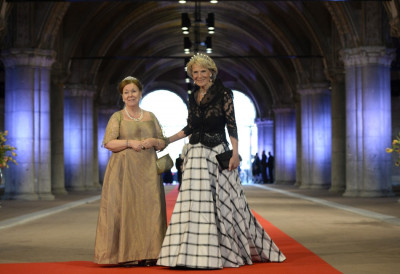 Dutch Princess Irene R and Princess Marijke, sister of Queen Beatrix, arrive at a gala dinner organised on the eve of the abdication of the Queen and the inauguration of her successor King Willem-Alexander at the Rijksmuseum in Amsterdam April 29, 2013.