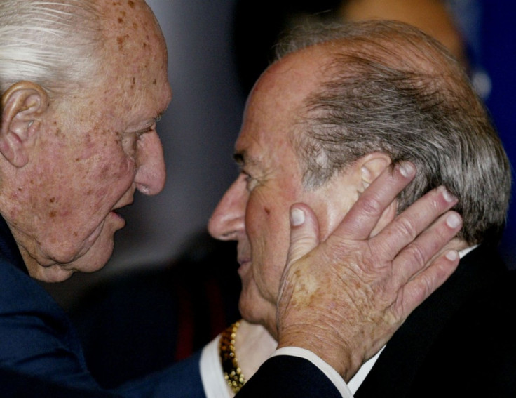 Final disgrace: Joao Havelange with Sepp Blatter